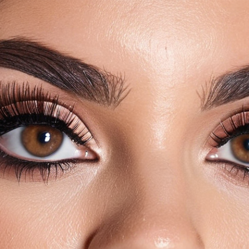 Home 4 **Maybelline Lash Sensational Mascara:** Close-up of a woman's eye with dramatically long and voluminous eyelashes, showcasing the effect of Maybelline Lash Sensational mascara. Focus on the defined, separated lashes. Party makeup.